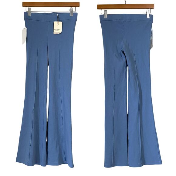 DONNI. X FREE PEOPLE NWT The Rib Kick Flare Pants in Light Blue Size XS - Picture 3 of 11